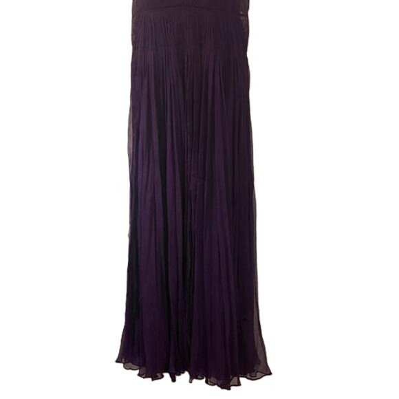 Tadashi Shoji Purple Lace Cap Sleeve Pleated Empire Waist Maxi Gown Size 10 - Picture 5 of 6